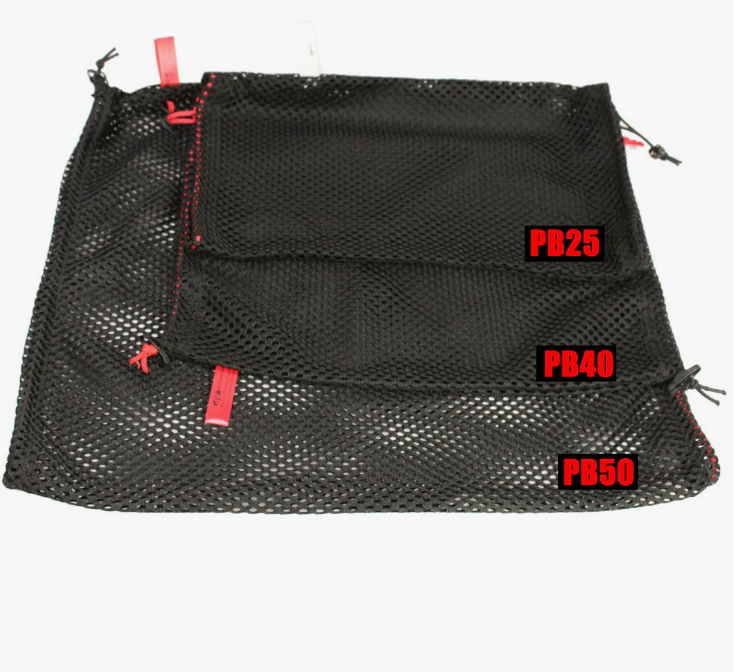 Set of Power Bags in three mesh sizes PB25, PB40, PB50 for swim resistance training
