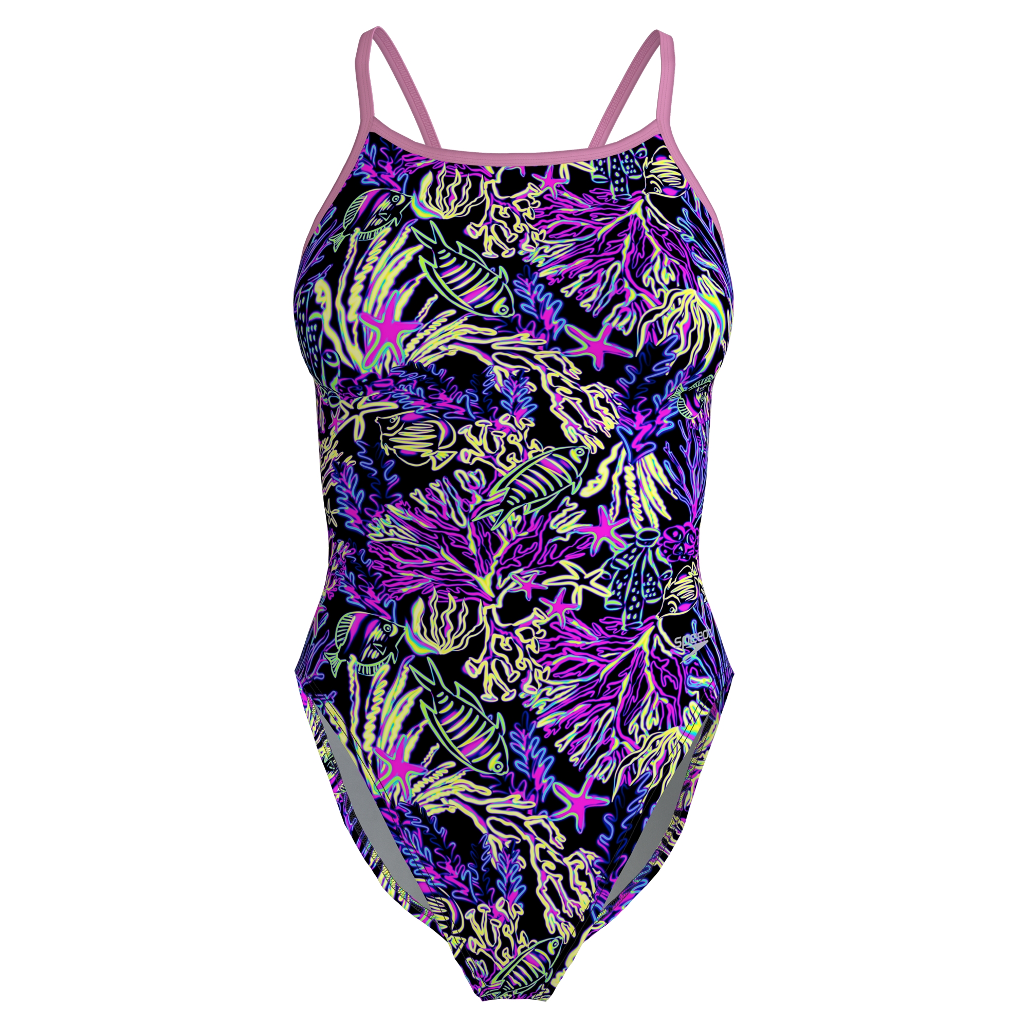 Speedo Women's Printed Tri Back- Electric Current - Candy Vibe